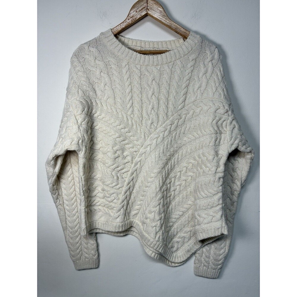 Anthropologie Maeve Cable Knit Sweater Women’s XL White Oversized Chunky